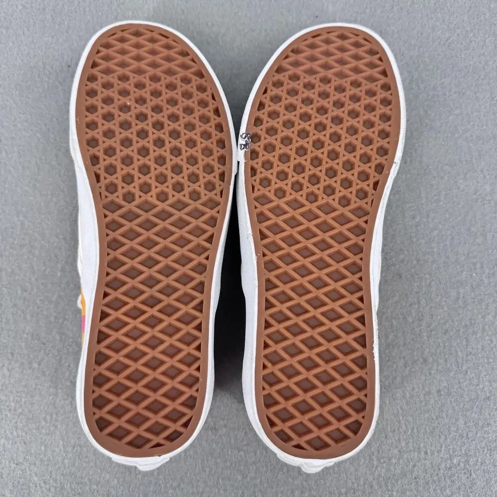 Vans Classic Slip-On Shoes Mens Size 7 Womens 8.5 White Daisy Floral Canvas - Picture 7 of 8